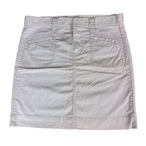 J. Crew Womens White Casual Skirt Size 8 100% Cotton With Pockets & Zip Closure